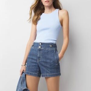 White House Black Market WHBM 5” Extra High Waist Novelty Button Denim Shorts